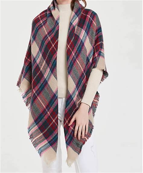 Wander Agio Women's Plaid Blanket Scarf